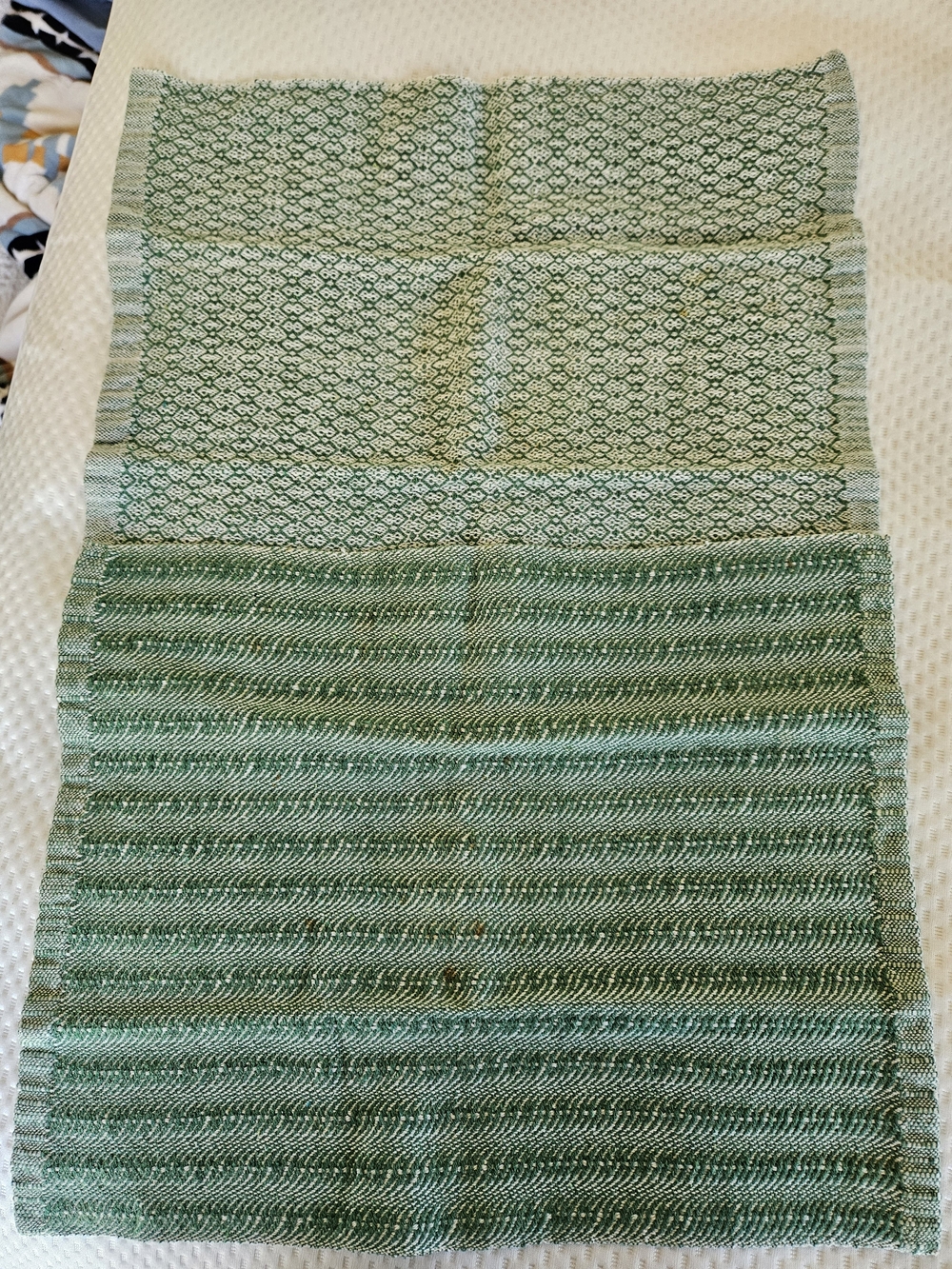 Green Hand Woven Kitchen Tea Hand Towels Set Of 2